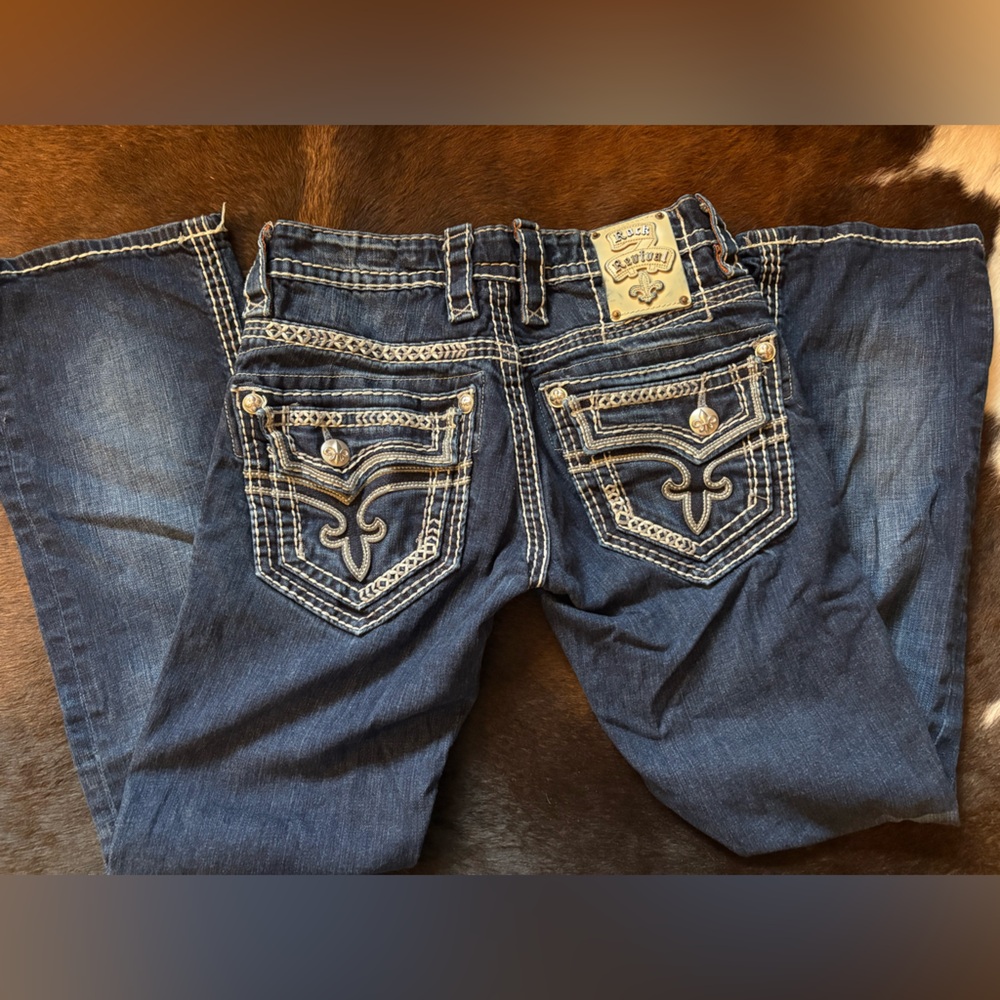 Rock revival Dark Blue Jeans with White Stitching Men’s 29